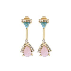 Fish Bone Resin Rhinestone Gold Statement Drop Dangle Earrings